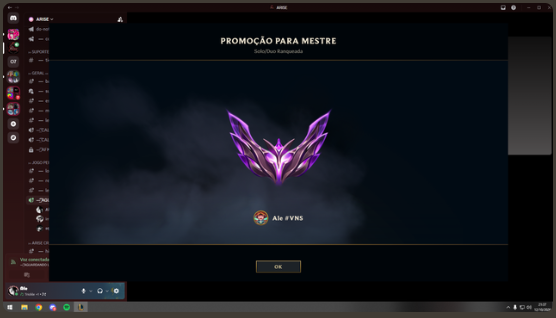 Print da promoção do Alê para Mestre